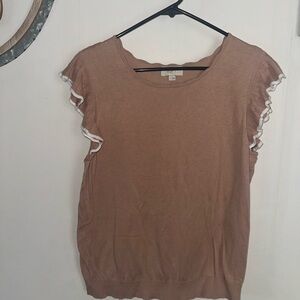 LOFT Women's Ruffle Sleeve Blouse - Blush Pink